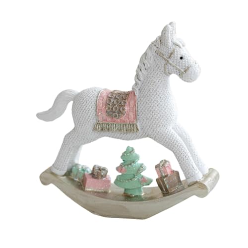 OUOULAJY Weihnachtsstatue, bezauberndes Handwerk, Tischdekoration, für Zuhause, Regal, Wohnzimmer, weißes großes Pferd von OUOULAJY