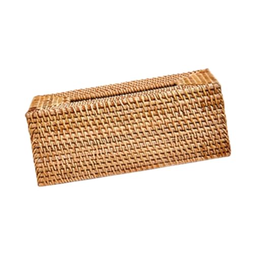 Rattan-Tücherbox, Organizer, Taschentuchhalter, für Hotel, Wohnzimmer, Waschraum, Holz, 26 x 15 x 10 cm von OUOULAJY