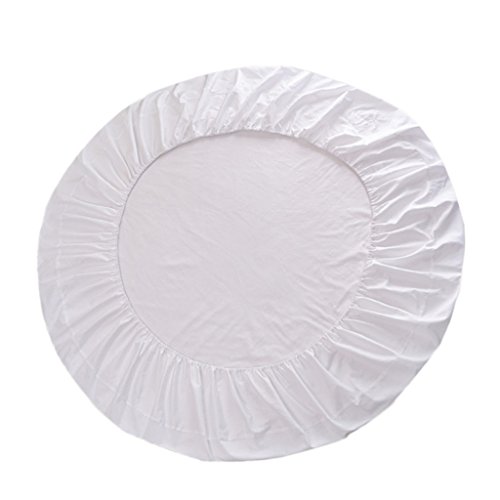 Reine Baumwolle Rund Spannbettlaken Bettüberzug Heimtextilien 200x200 cm Weiß von OUOULAJY