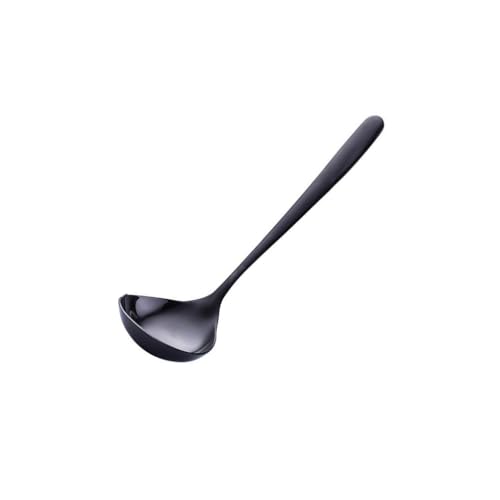 Saucenlöffel aus Edelstahl, tragbar, hochglanzpoliert, rostfrei, glatt, beschichtet, für Zuhause, Küche, Restaurant, Suppenkelle, Schaufel, Schwarz von OUOULAJY