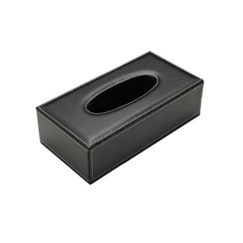 Taschentuchbox aus PU-Leder, für Zuhause, Auto, Servietten, Toilettenpapierhalter, Schwarz von OUOULAJY