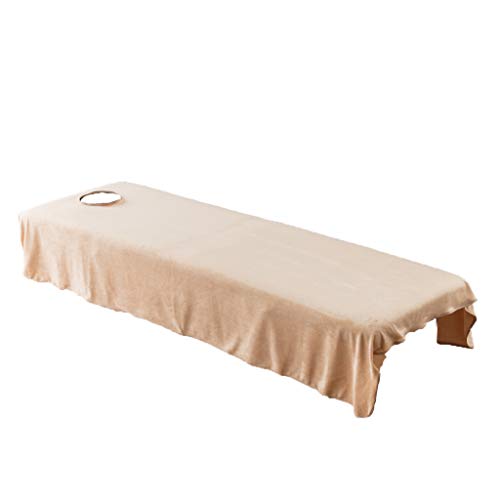 Weicher Kristallsamt-Massage-Bettlaken, Bezug mit Gesichtsloch, Kamel, 120 x 190 cm von OUOULAJY