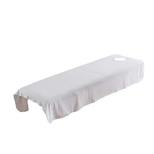 Weicher Kristallsamt-Massage-Bettlaken, Bezug mit Gesichtsloch, Weiß, 80 x 190 cm von OUOULAJY