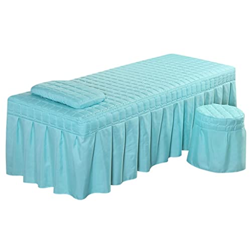 Weiches Massage-Bettlaken mit Kissenbezug und Hockerbezug, Blau von OUOULAJY