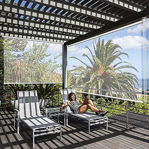 FUFU Transparente Vinyl-Rollläden, Rollos PVC Großer Wasserdichter Rollo Transparent für Außenfenster Pergola, PVC-Trennwände Aufrollen Jalousien, in 72 Größen (Color : Clear, Size : 165x315cm) von OUPAI