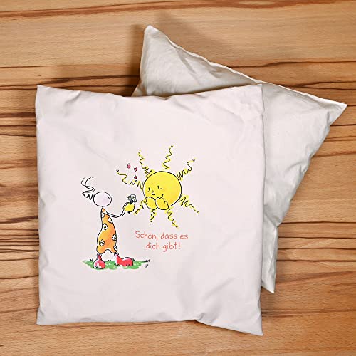 Oups Schafwollkissen 30x30cm Kissen aus Österreich Baumwolle Bezug abnehmbar Schafwolle Füllung (Schön, DASS es Dich gibt) von OUPS - Planet