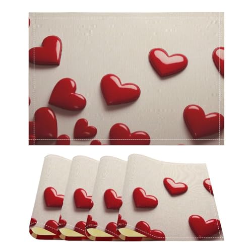 Platzdeckchen, rutschfest, rote Herzen, abwischbar, hitzebeständig, für Esstisch, waschbar, für Küche, Esszimmer, Party, Dekoration Platzdeckchen, rutschfest, rote Herzen, abwischbar, hitzebeständig, für Esstisch, waschbar, für Küche, Esszimmer, Party, Dekoration von OURTEV