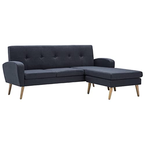 OUSEE Sofa in L-Form Stoffbezug 186 x 136 x 79 cm Dunkelgrau Grau Grau von OUSEE