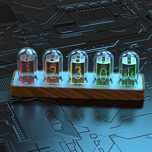 OUSEITECH Vintage Nixie Röhrenuhr, Ventilwecker steuerbar über Handy, Wifi - Connected Gaming Desk Digital Ornament Uhren für E-Sport Zimmer Bar Desktop Schlafzimmer und Wohnzimmer von OUSEITECH