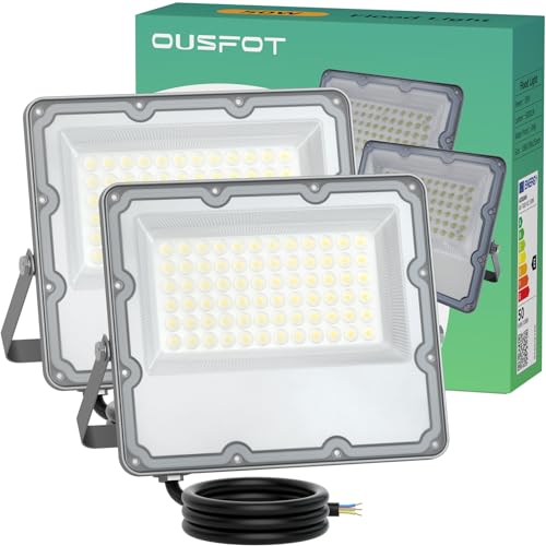 OUSFOT LED Strahler Außen [2 Stück] IP66 50W Wasserdichter Außenstrahler 5000LM 6500K LED-Flutlicht, superhelles, Kaltweiß Sicherheitslicht für Garage Hof Garten Innenhof von OUSFOT