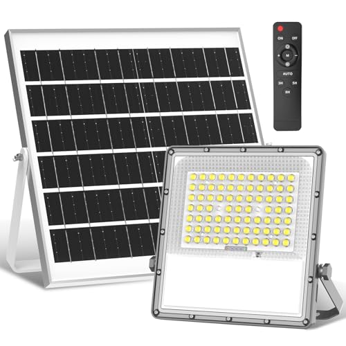 OUSFOT Solarlampen für Außen mit Fernbedienung 200W 18000 mAH Solarleuchten Solar Wandleuchte 72LED IP65 Wasserdichte Led Solar Strahler Sicherheitsbeleuchtung mit 4m Kabel für Arena Garten von OUSFOT