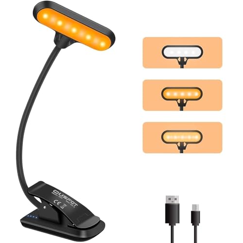 OUSFOT Leselampe Buch Klemme, 9 LED Buchlampe zum Klemmen Leselicht USB-Ladung 360°Drehbar Aufladbare 3 Helligkeitsstufen Geeignet zum Lesen im Bett von OUSFOT