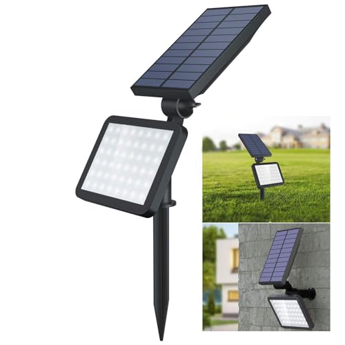 OUSFOT Solarstrahler für außen Garten IP65 Wasserdicht 48 LEDs Solarlampen Außen Gartenbeleuchtung Solar 2 Installationsmethoden und 5 Beleuchtungsmodi für Außen/Baum/Wege, Weiß von OUSFOT