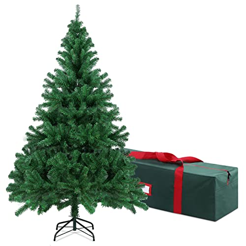 OUSFOT Weihnachtsbaum 185CM Realistisch Künstliche PVC PE 815 Zweige Einfache Montage Faltbar Wiederverwendbar Metallständer mit Weihnachtsbaum Aufbewahrungstasche Dekoration Innen für Weihnachten von OUSFOT