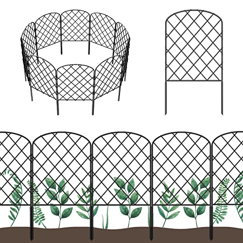 OUSHENG Dekorativer Gartenzaun, insgesamt 3 m (L) x 61 cm (H), Tierbarriere-Bordüre, rostfreier Metalldraht, Kantenumrandung für Außenbereich, Terrasse, Garten, Hof, gewölbt, 10 Stück von OUSHENG