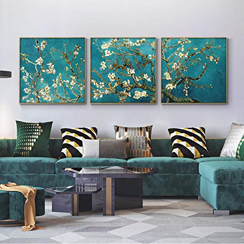 3 Stücke Van Gogh Mandelblüte Leinwand Kunst Gemälde Home Wall Decor Impressionistische Blumen Leinwanddrucke Für Wohnzimmer 50x50cmx3pcs Rahmenlos von OUSHION ART