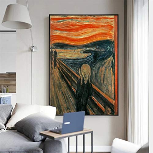 Edvard Munch Der Schrei Berühmte Leinwand Kunst Gemälde Reproduktionen Abstrakte klassische Wandposter für Home & Office Decor 60x40cm Innenrahmen von OUSHION ART