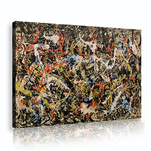 Jackson Pollock Convergence,1952 Radical Splash Style Canvas Print Abstrakte bunte Kunstwerke Bild für Home Office Decor 60x90cm Innenrahmen von OUSHION ART