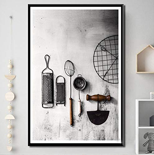Nordic Modern Style Küchenutensilien und Geräte Poster Kunst Leinwandbilder für Wohnzimmer Wohnkultur Malerei 50x70cm Rahmenlos von OUSHION ART