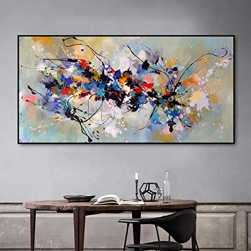 OUSHION ART Abstrakte Gemälde Druck auf Leinwand Moderne bunte Wandkunst Poster und Drucke Bilder für Wohnzimmer Bauernhaus Dekor 60x120cm Innenrahmen von OUSHION ART