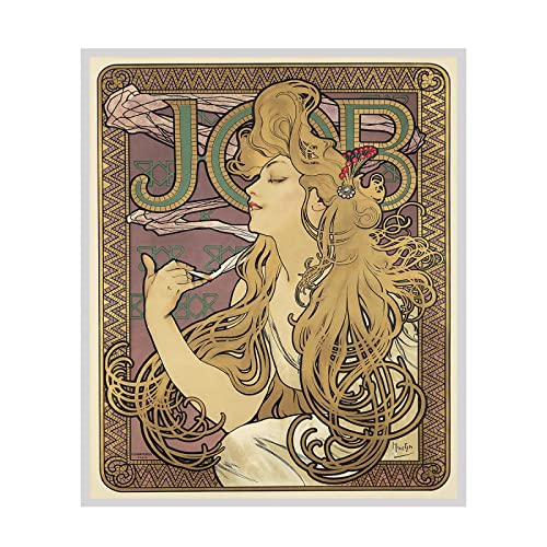 OUSHION ART Alphonse Mucha Leinwand Gemälde Retro Berühmte Gedruckte Poster Moderne Heimdekoration Wandkunst Bild für Zimmer Klassische Kunstdrucke 50x60cm Rahmenlos von OUSHION ART