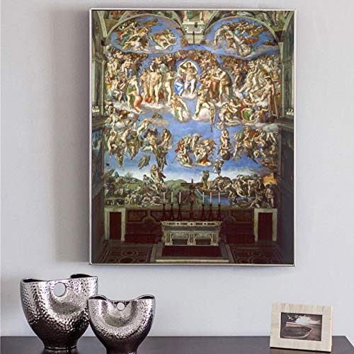 OUSHION ART Das Jüngste Gericht von Michelangelo Berühmtes Gemälde Wandkunst Religiöse Poster und Drucke Raumdekor Leinwand Gemälde 90x70cm Rahmenlos OUSHION ART Das Jüngste Gericht von Michelangelo Berühmtes Gemälde Wandkunst Religiöse Poster und Drucke Raumdekor Leinwand Gemälde 90x70cm Rahmenlos von OUSHION ART