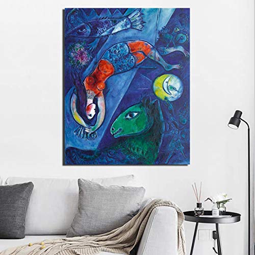 OUSHION ART Marc Chagall Der Blaue Zirkus Leinwand Gemälde Poster Drucke Frau Fisch Grünes Pferd Wandkunst Gemälde Moderne Wohnkultur Raumdekoration 105x70cm Rahmenlos OUSHION ART Marc Chagall Der Blaue Zirkus Leinwand Gemälde Poster Drucke Frau Fisch Grünes Pferd Wandkunst Gemälde Moderne Wohnkultur Raumdekoration 105x70cm Rahmenlos von OUSHION ART