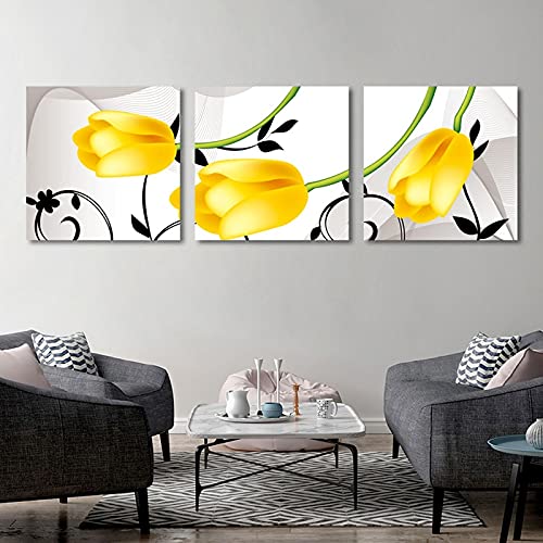 OUSHION ART Moderner Stil Tulpe Gelbe Blumen Weißer Hintergrund Wandkunst Poster Bild Leinwand Bilder Wohnzimmer Schlafzimmer Dekoration Wandbild 40x40cmx3pcs Rahmenlos OUSHION ART Moderner Stil Tulpe Gelbe Blumen Weißer Hintergrund Wandkunst Poster Bild Leinwand Bilder Wohnzimmer Schlafzimmer Dekoration Wandbild 40x40cmx3pcs Rahmenlos von OUSHION ART