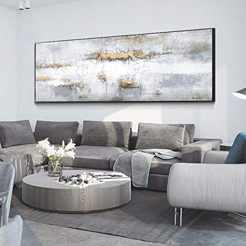 OUSHION ART Weißer Hintergrund, große Leinwand, Wandkunst, Schlafzimmerdekor, modernes abstraktes Original, Retro-Leinwandposter und Drucke, Bürowanddekor, 40 x 120 cm, Innenrahmen von OUSHION ART