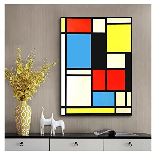 Piet Mondrian Klassische Kunst Geometrie Linie Rot Blau Gelb Weiß Komposition Leinwanddruck Malerei Poster Home Wanddekoration 120 x 70 cm Rahmenlos Piet Mondrian Klassische Kunst Geometrie Linie Rot Blau Gelb Weiß Komposition Leinwanddruck Malerei Poster Home Wanddekoration 120 x 70 cm Rahmenlos von OUSHION ART