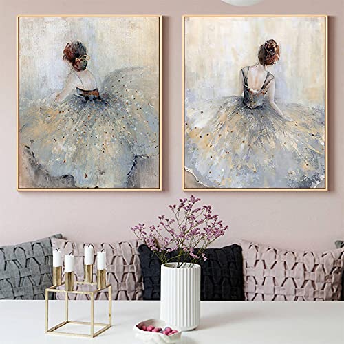Pretty Girl in Wedding Dress Poster Nordic Style Canvas Prints Bedroom Decor Aesthetic Wall Art Canvas Painting Hotel Home Decor 65x50cmx2pcs Innenrahmen von OUSHION ART