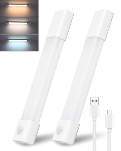 OUSIDE Schrankbeleuchtung mit Bewegungsmelder, 30cm 2 Stück Unterbauleuchte Küche LED, 3 Farbmodi Dimmbar 3000K/4000K/6000K,Kabellos Akku Lampe USB Wiederaufladbar Schranklicht Lichtleiste Leiste von OUSIDE