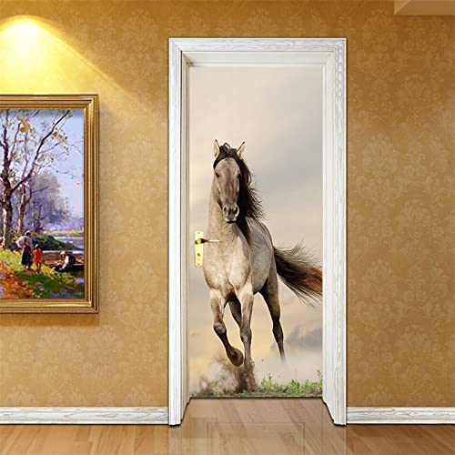 3D Türaufkleber Für Innentüren 77X200Cm Tierisches Weißes Pferd Türtapete Selbstklebende Türposter Wandbild Wasserdichte Wandtattoo Pvc Türfolie Schlafzimmer Wohnzimmer Küche Home Deko von OUSIKA