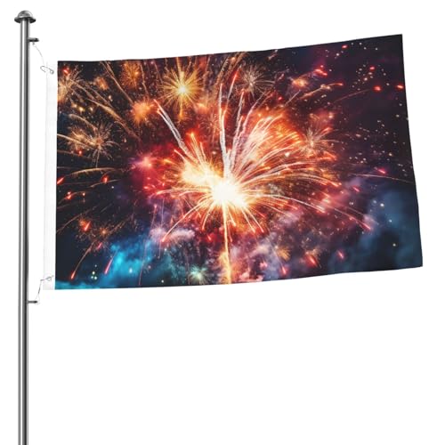 Explosion Feuerwerk-Flagge, 6 x 90 cm, Polyester, doppelseitig, Gartenflaggen, langlebig, Willkommensflaggen, Banner, Outdoor-Dekoration für Innenhof, Veranda, Rasen von OUSIKA