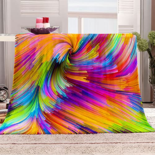 Kuscheldecke Flauschig Decke Flanell Fleecedecke 3D Bunte Wirbel Zum Ausdrucken Weich Deckeldecke Wohndecke Für Bett Sofa Schlafzimmer 150x200Cm Sofadecke Tagesdecke Weiche Plüsch Decke Blanket von OUSIKA