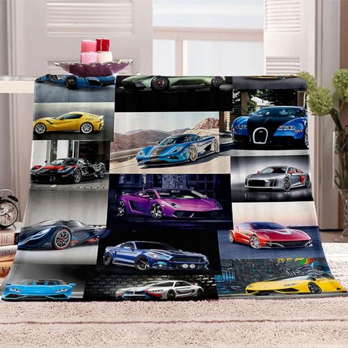 OUSIKA Kuscheldecke Flauschig Decke Flanell Fleecedecke 3D Buntes Superauto Weich Deckeldecke Wohndecke Für Bett Sofa Schlafzimmer 150x200Cm Sofadecke Tagesdecke Weiche Plüsch Decke Blanket von OUSIKA