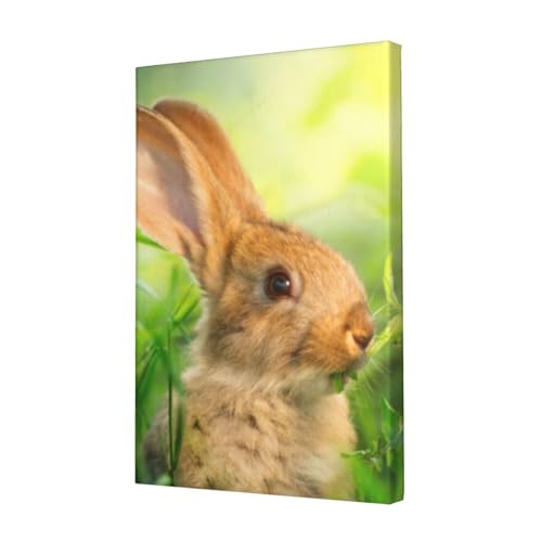 OUSIKA Leinwand-Kunstdrucke Poster Osterhase essen Druck Bild Malerei Moderne Wandkunst Ästhetik für Schlafzimmer Dekor 45 x 30 cm von OUSIKA