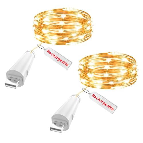 OUSMIN Wiederaufladbare Lichterkette mit 20 LEDs, batteriebetrieben, für Einmachgläser, Hochzeitsdekoration, Tischdekoration, Weihnachten von OUSMIN