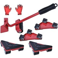 Möbeltransporter mit 360-Grad-Schwenkrädern, 300 kg Tragkraft mit Handschuhen für Sofas und Kühlschränke (rot) von OUSUDELA