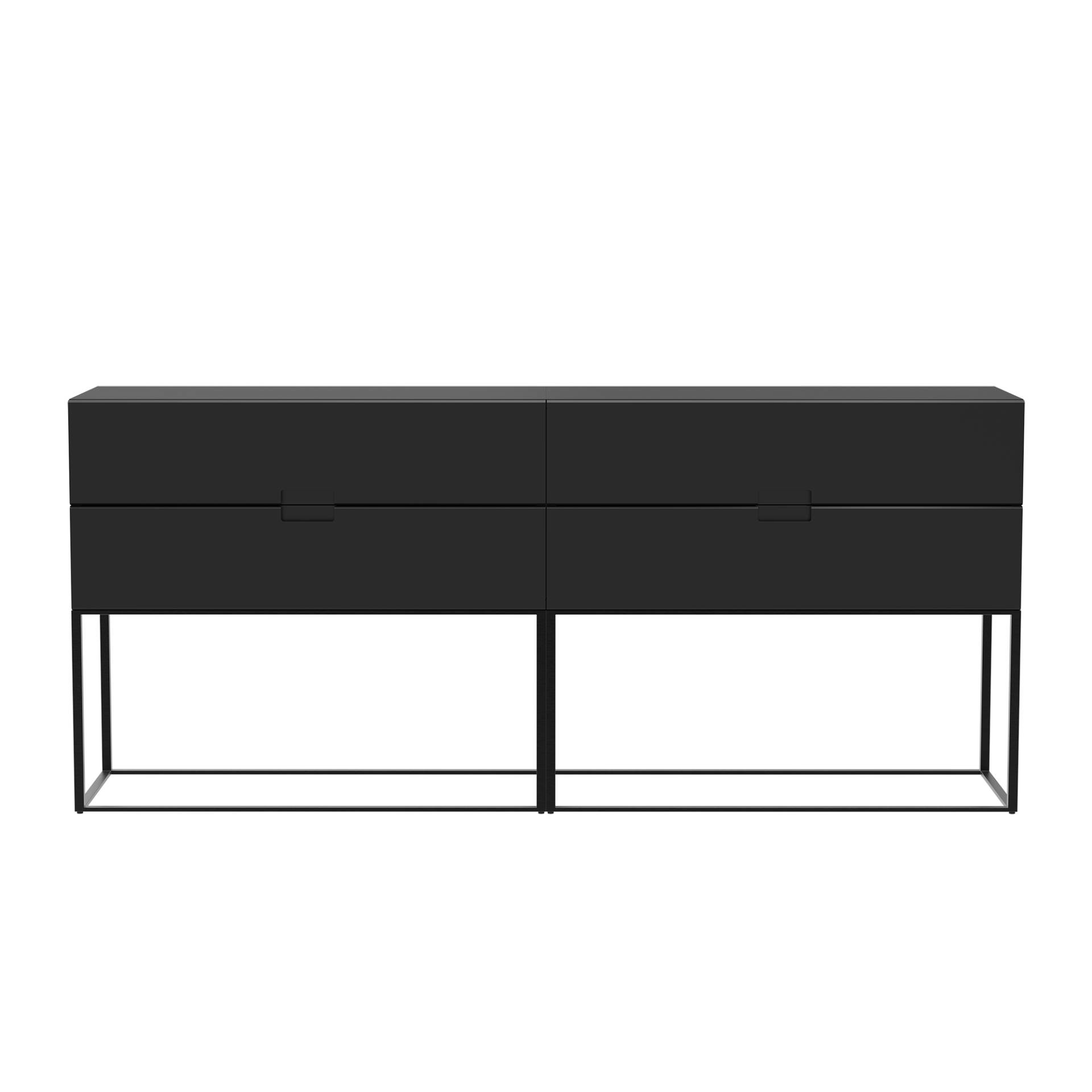 OUT OBJEKTE UNSERER TAGE - Fischer Design 10 Sideboard 180x38x78cm - schwarz/MDF lackiert/mit 4 Schubladen/Gestell Stahl schwarz pulverbeschichtet von OUT OBJEKTE UNSERER TAGE