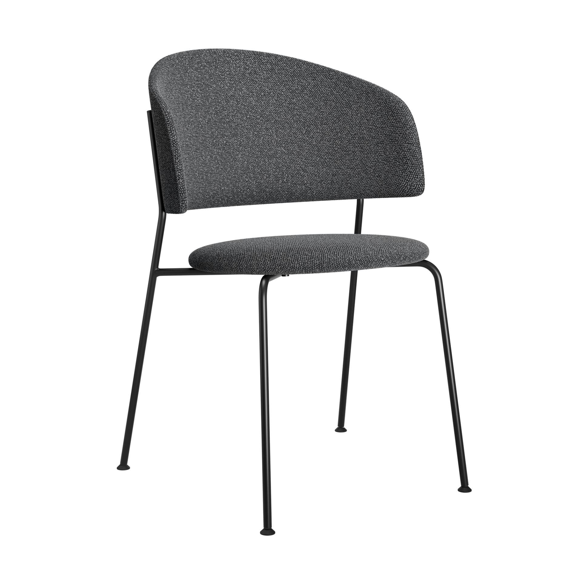 OUT OBJEKTE UNSERER TAGE - Wagner Dining Chair gepolstert Gestell schwarz - lavagrau/Stoff Bouclé Promise 095/BxHxT 59x84x60cm/Gestell schwarz von OUT OBJEKTE UNSERER TAGE