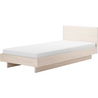 OUT Objekte unserer Tage - Zians Bett XSmall 90 x 200 cm, mit Kopfteil und durchgehendem Bein, Esche gewachst mit Weißpigment von OUT Objekte unserer Tage