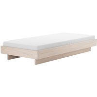 OUT Objekte unserer Tage - Zians Bett XSmall 90 x 200 cm, mit durchgehendem Bein, Esche gewachst mit Weißpigment von OUT Objekte unserer Tage