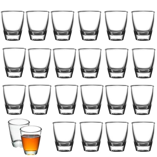 24 Stück Schnapsgläser Glas, 35ml Schnapsgläser, Hartglasbecher,Direkter Trinkbecher, mit Dickem Boden, für Schnäpse, Wodka, Ouzo, Sambuca, Tequil,Spülmaschinenfest von OUTALIZ