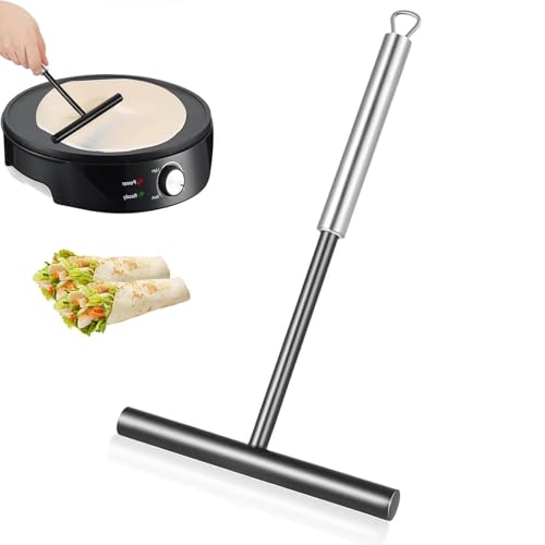 Crepes Spreader, T Förmiger Teigspreizer, mit 20 cm Langem Edelstahlgriff Pfannkuchen Spreizer, Edelstahl Crepes Wender, für Pfannkuchen, Zum Verteilen Von Crepe Teig Oder Pfannkuchen von OUTALIZ
