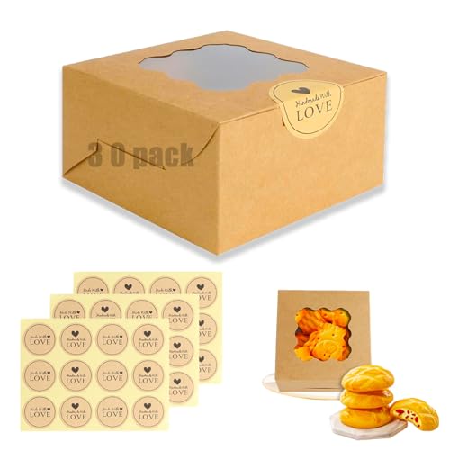 OUTALIZ Faltbare kuchenkarton Kleine, 30 Stück Kraftpapier Kuchen Box, Einzelnes Loch Transparente Fenster Kuchen Box, Dessert Verpackung Tasche, Schokolade, Kuchen, Makronen Verpackung Geschenkbox OUTALIZ Faltbare kuchenkarton Kleine, 30 Stück Kraftpapier Kuchen Box, Einzelnes Loch Transparente Fenster Kuchen Box, Dessert Verpackung Tasche, Schokolade, Kuchen, Makronen Verpackung Geschenkbox von OUTALIZ