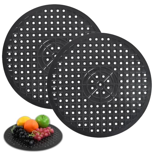 OUTALIZ Spülbeckeneinlage, 2 Stück Runde Spülbeckeneinlage, 31 x 31 cm Küchenspüle Matte, Mat Waschbecken Spülmatte Abtropfmatte, Gummi Spülbeckenmatte, Runde Drainagematte Schwarz von OUTALIZ