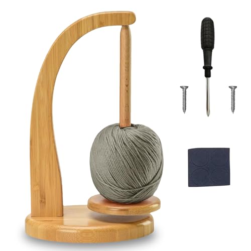 OUTALIZ Wollabwickler, Wollhaspel Rotierender Yarn, Rotierender Magnetischer Garnständer Aus Holz, Yarn Winder Garnrollenhalter, für Häkel und Strickzubehör Geschenke (Holzfarbe) von OUTALIZ