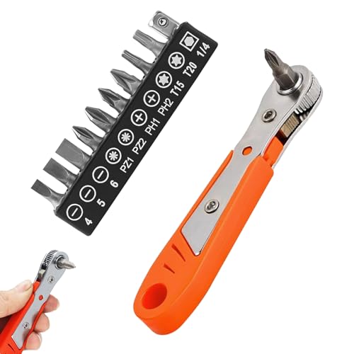 Ratschenschlüssel Magnetisch, 1/4 Zoll Ratschen Wendeschrauber, mit 10 Stück Verschiedene Schraubendreher Bits, SechskantRatschenschlüsselsatz, für Fahrradreparaturen, Autos, Häuser und Maschinen von OUTALIZ