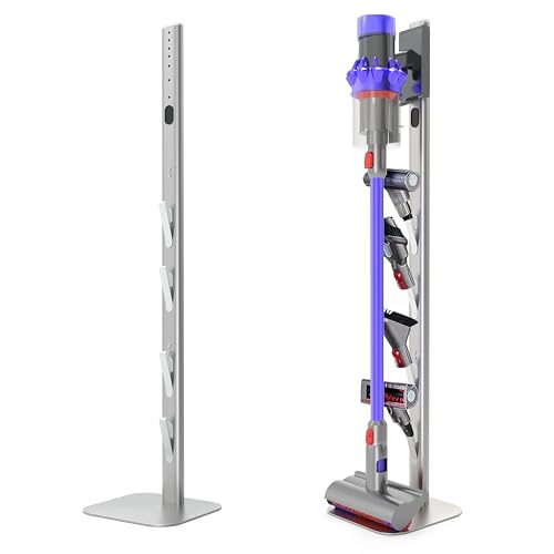 OUTBROS Staubsauger Ständer Kompatibel für Dyson Gen5 V15s V15 V12 V11 V10 V8 V7 V6, Freistehend Bodenständer Halterung, Zubehörhalter Speichern und Organisieren, Silbrig von OUTBROS